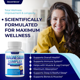 Flacon de 90 capsules de Magnésium DECENT NATURE, étiquette visible