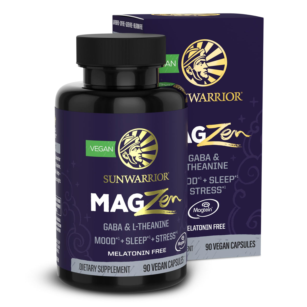 Flacon de 90 capsules de magnésium L-théanine Sunwarrior