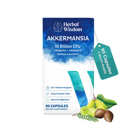 Flacon de 90 capsules de probiotique Akkermansia Herbal Wisdom