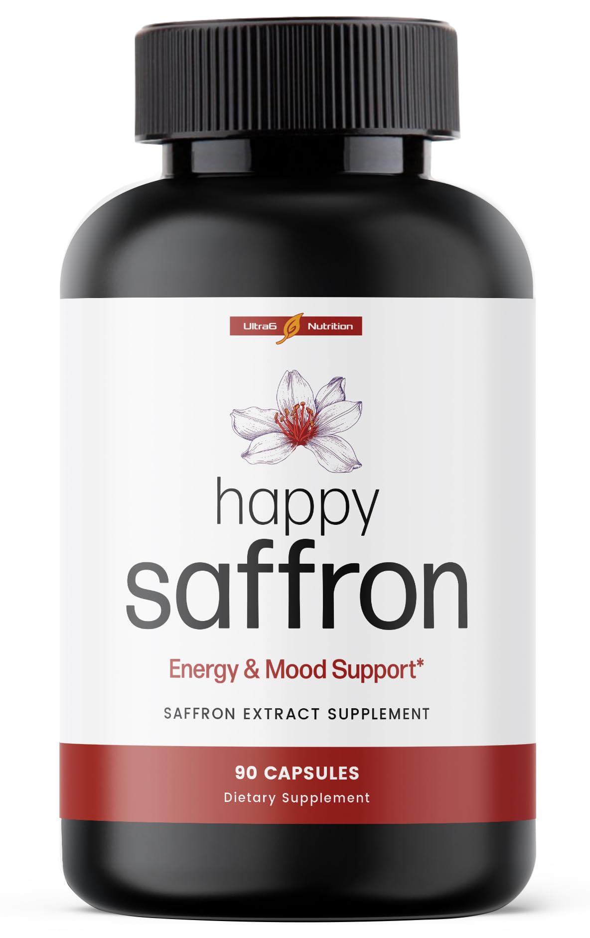 Flacon de 90 capsules de safran Ultra6 Nutrition vue de face