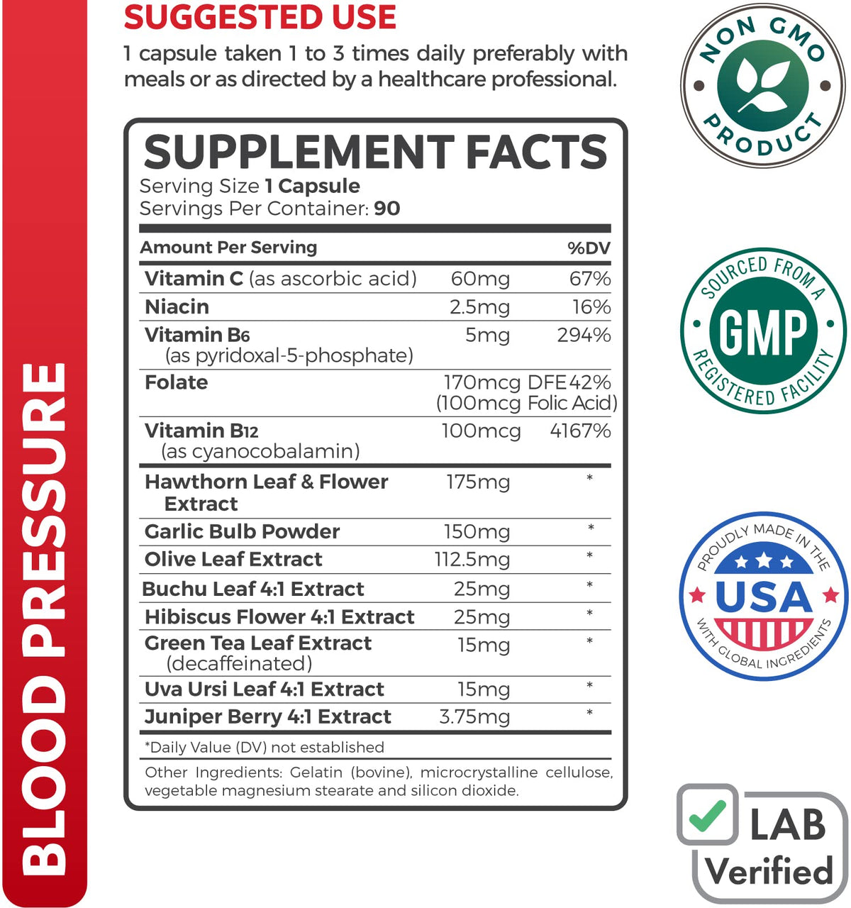 Flacon de 90 capsules de soutien à la pression artérielle Healths Harmony