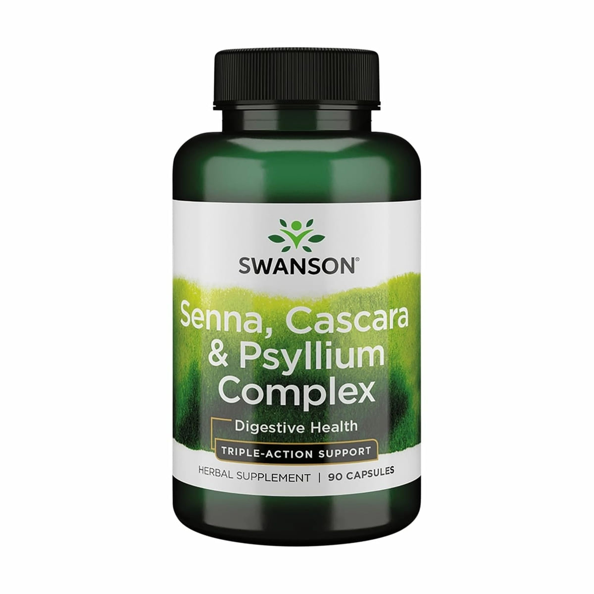 Flacon de 90 capsules de Swanson Complex Psyllium Cascara vue de face