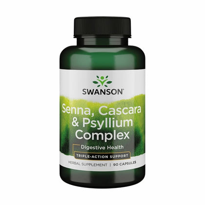 Flacon de 90 capsules de Swanson Complex Psyllium Cascara vue de face