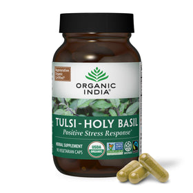 Flacon de 90 capsules de Tulsi ORGANIC INDIA vue de face