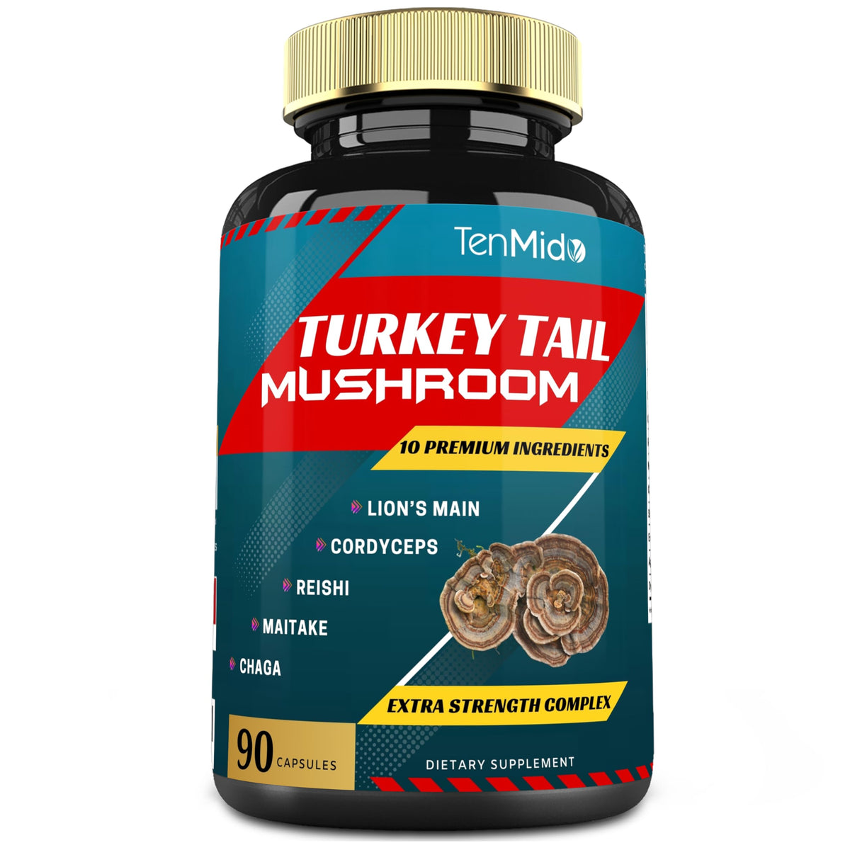 Flacon de 90 capsules Tenmido Champignon Queue de Dinde vue de face