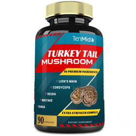 Flacon de 90 capsules Tenmido Champignon Queue de Dinde vue de face