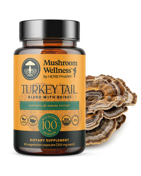 Flacon de 90 capsules végétales Herb Pharm Mélange de Champignons Turkey Tail et Reishi