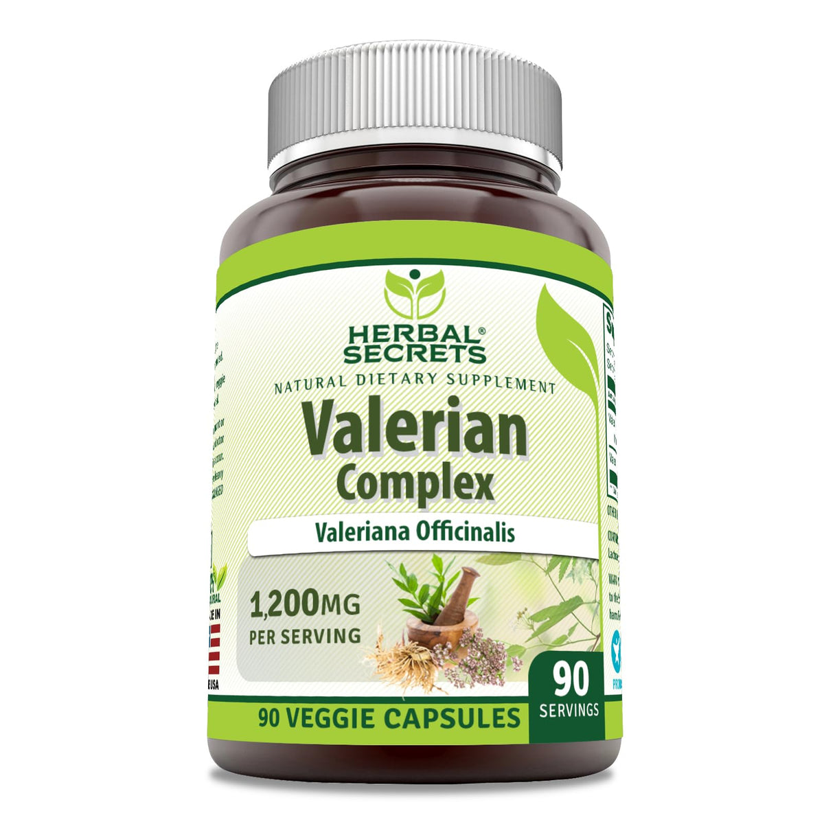 Flacon de 90 capsules végétales Herbal Secrets Valériane 1200 Mg