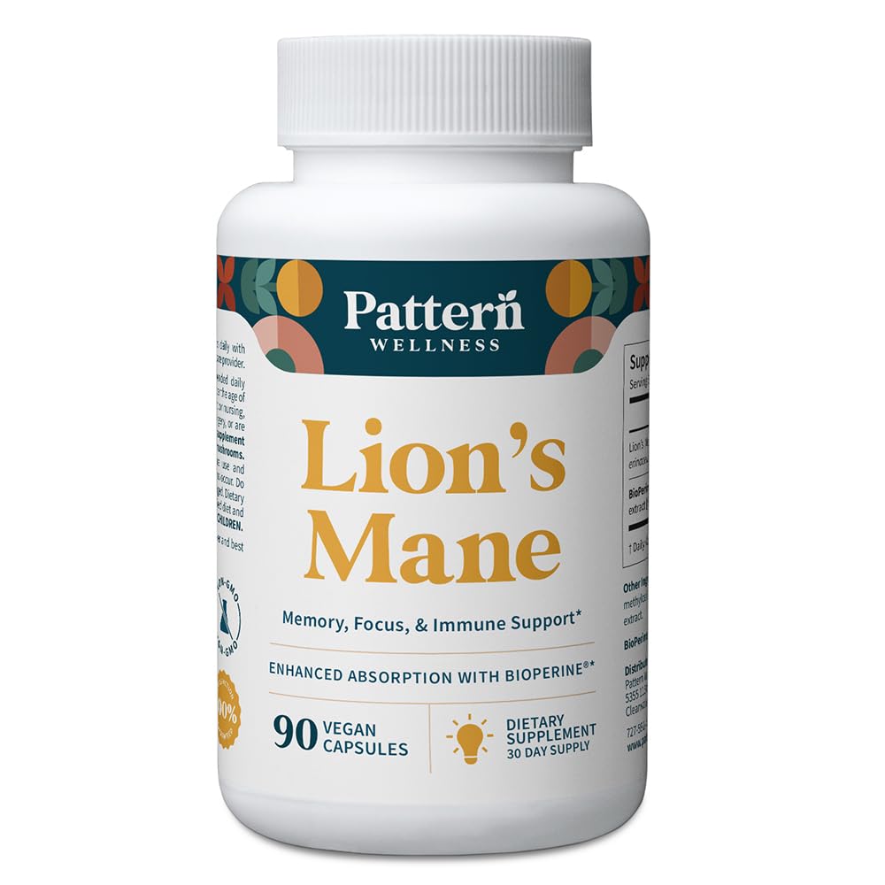 Flacon de 90 capsules végétaliennes de Lion’s Mane de Pattern Wellness
