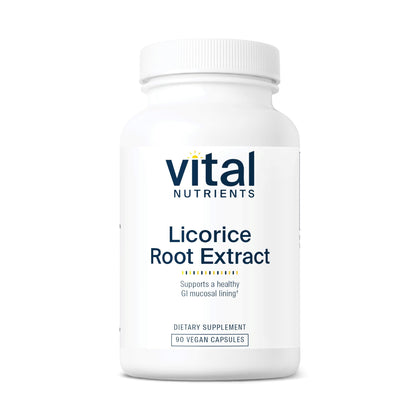 Flacon de 90 capsules végétariennes d'extrait de racine de réglisse Vital Nutrients