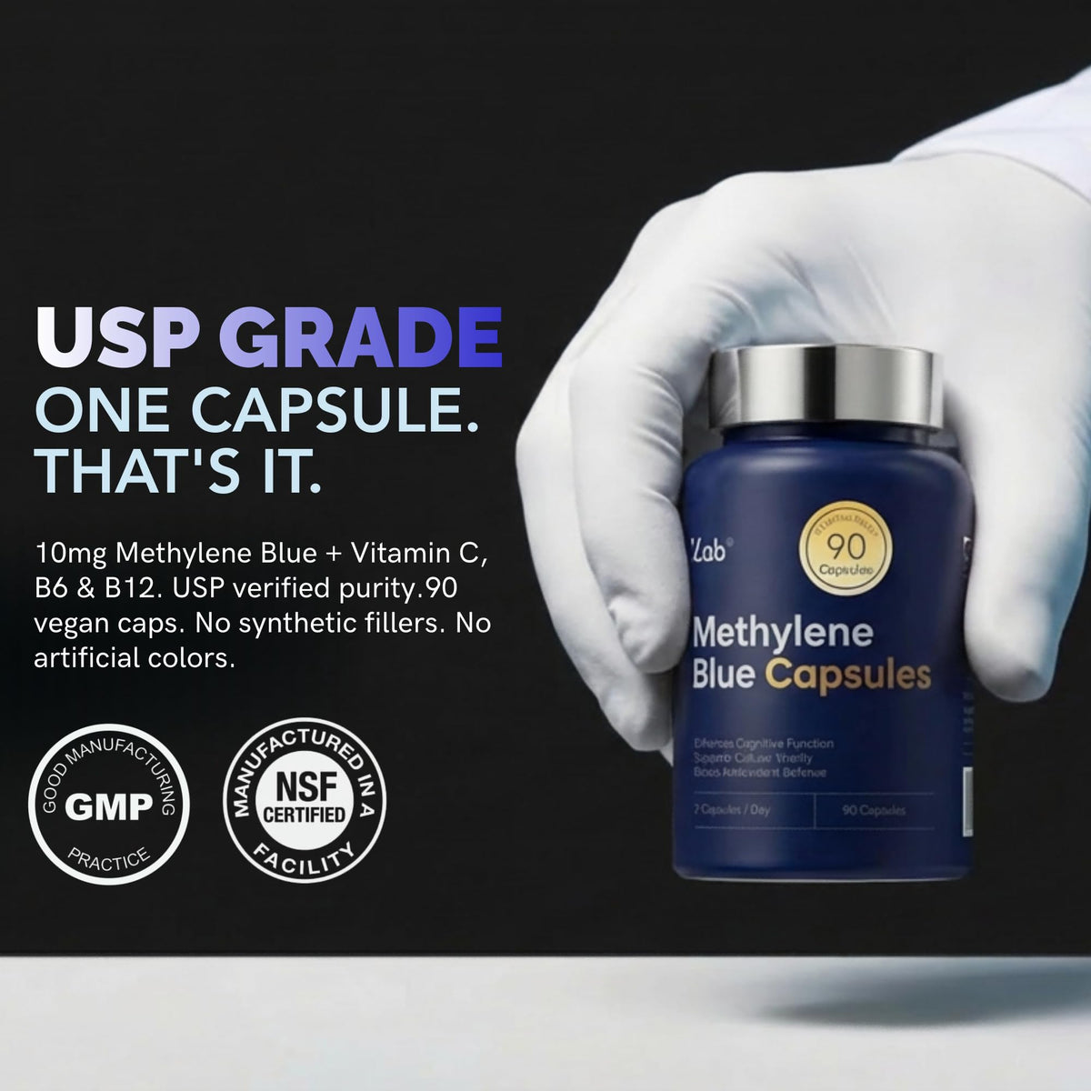 Flacon de 90 capsules végétariennes Methylene Blue ZAB