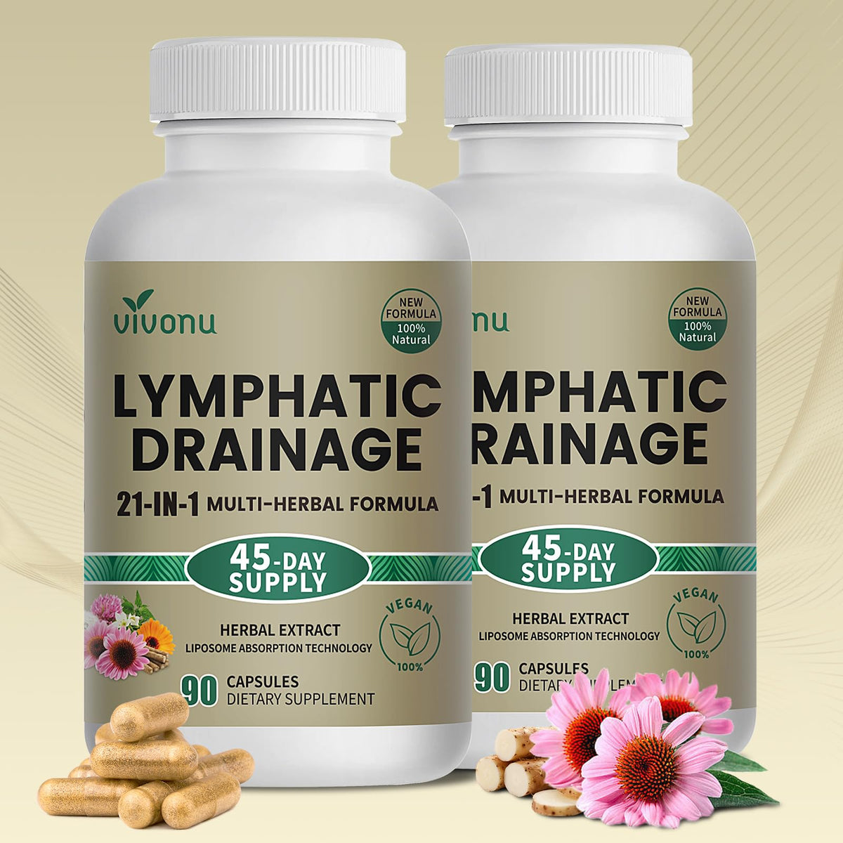 Flacon de 90 capsules VivoNu 21-en-1 Échinacée