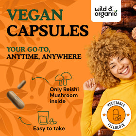 Flacon de 90 capsules Wild & Organic Champignon Reishi 1000mg