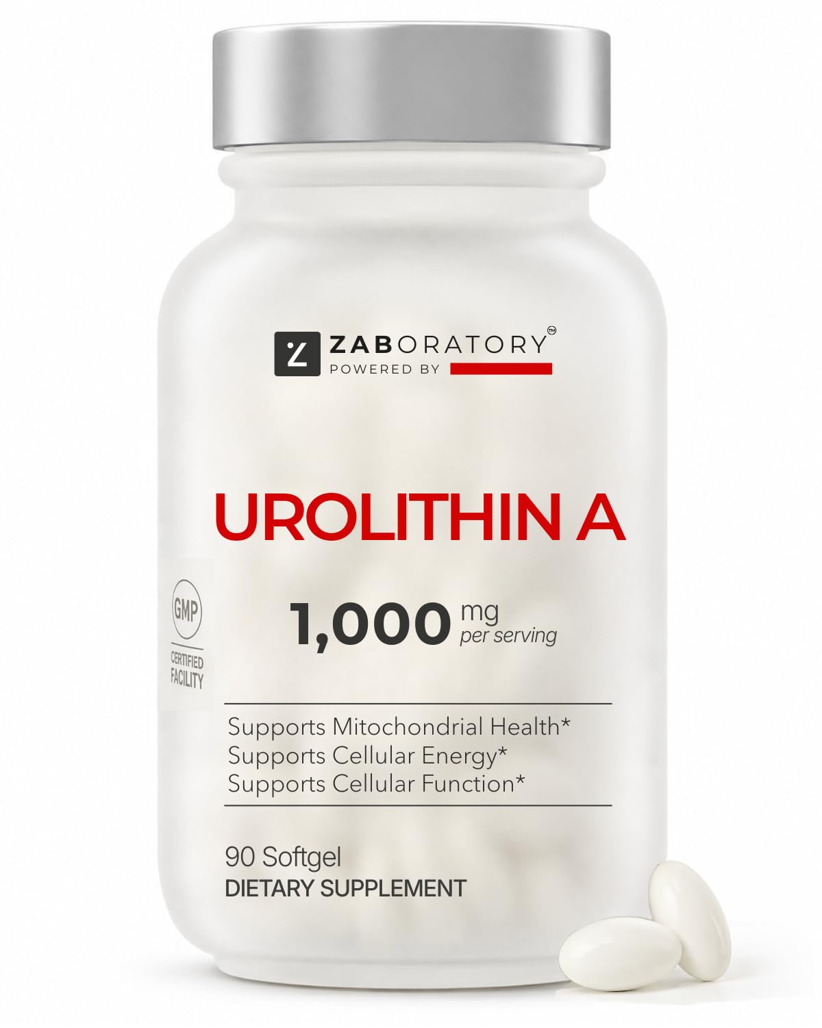 Flacon de 90 gélules molles ZAB Urolithine A 1000mg