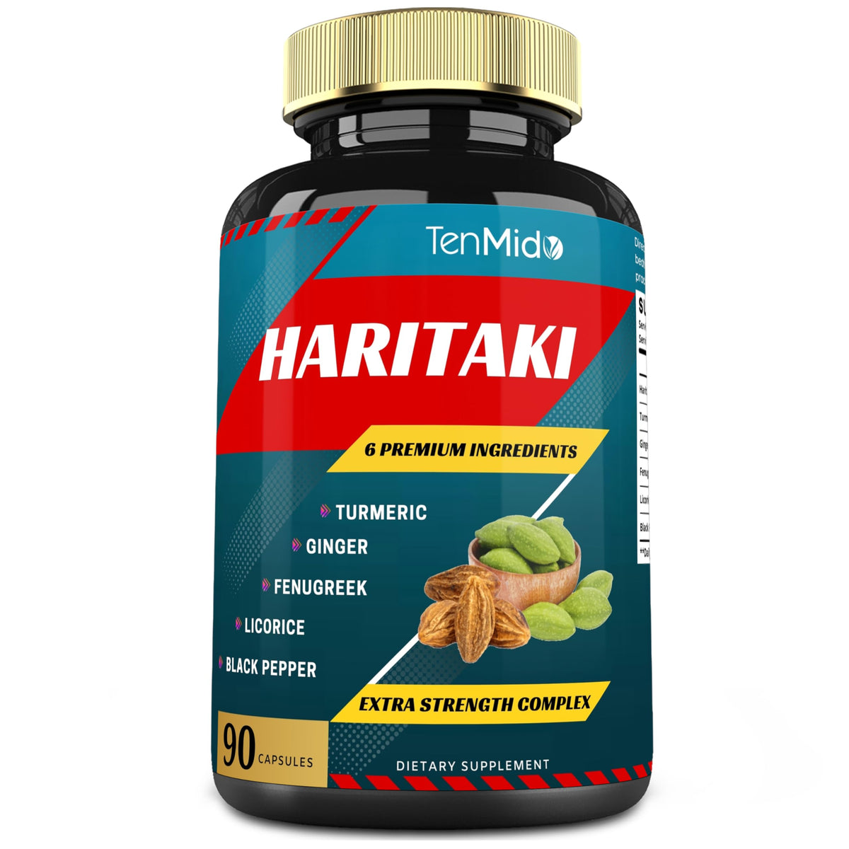 Flacon de 90 gélules Tenmido Haritaki avec étiquette