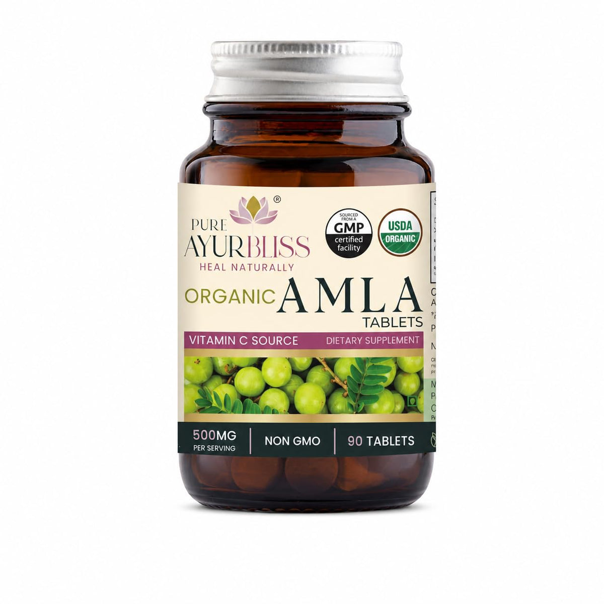 Flacon de 90 tablettes Amla bio PureAyurbliss