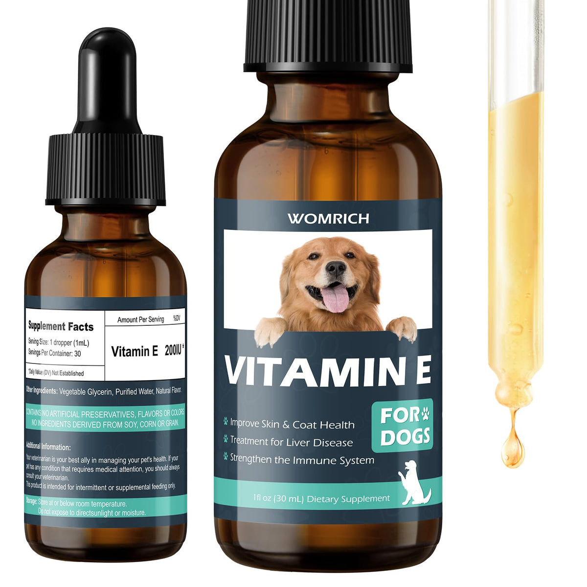Flacon de 91g de Vitamine E pour Chiens WOMRICH