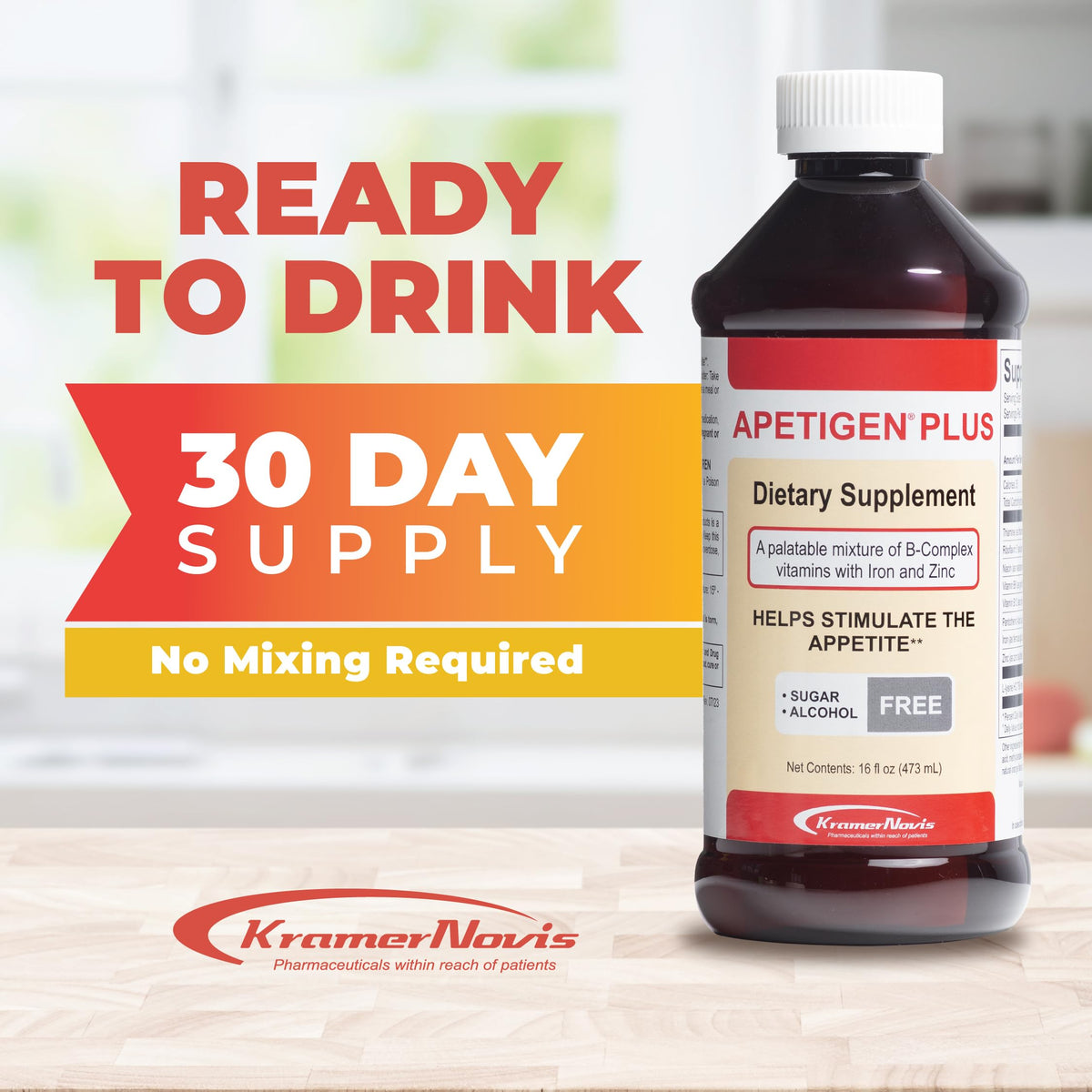 Flacon de Apetigen-Plus Stimulant d'Appétit 16 oz vue de côté