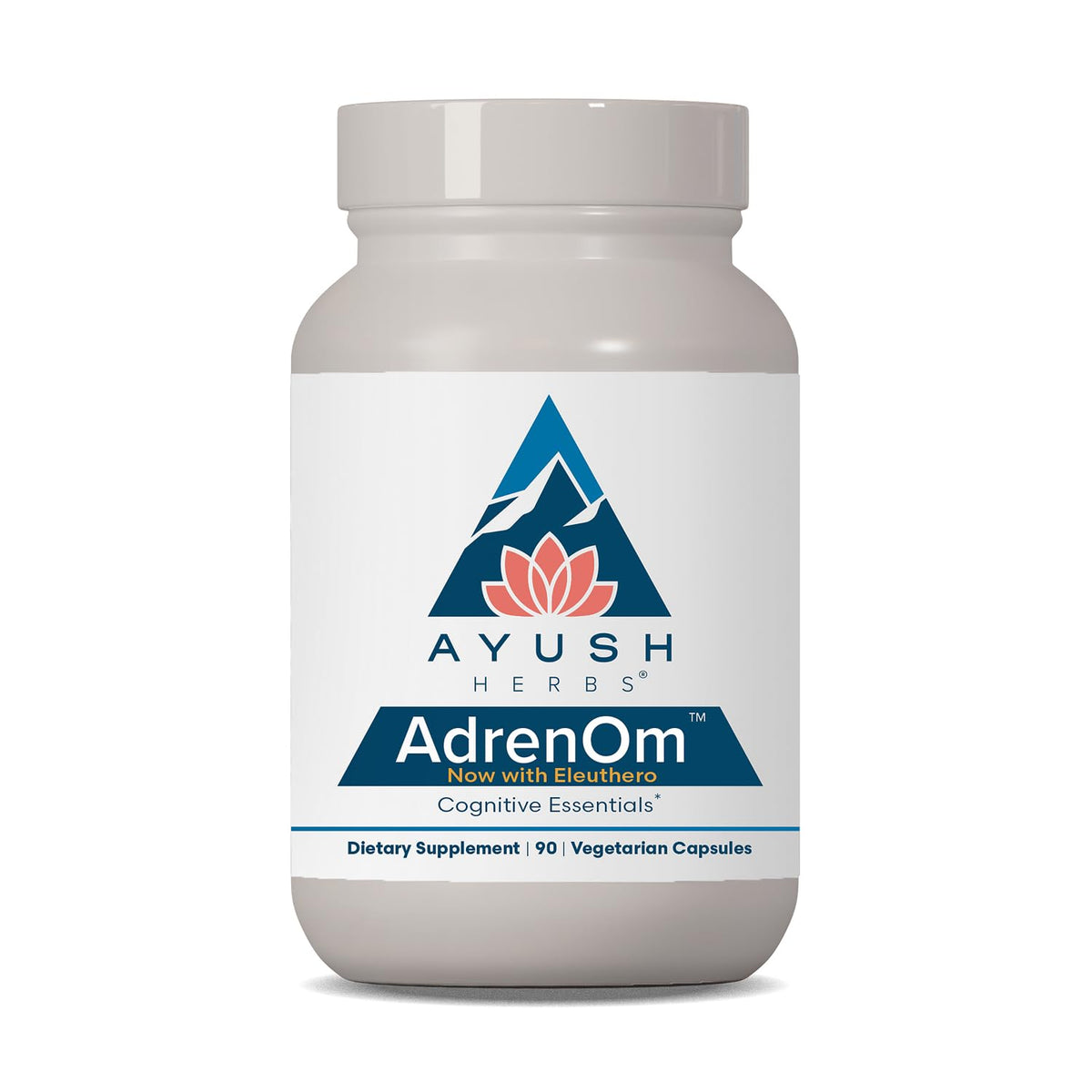 Flacon de Ayush Herbs AdrenOm 90 capsules vue de face