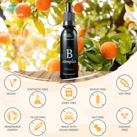Flacon de B-Complex Balanced Health avec bouchon ouvert