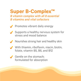 Flacon de B-Complex de PURE SYNERGY avec étiquette détaillée