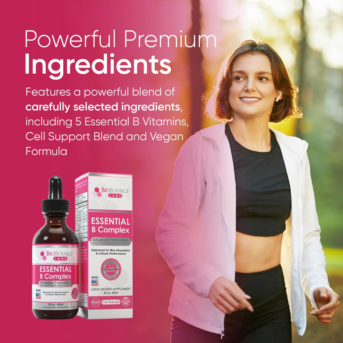 Flacon de B Complex Liquide BioSource Labs avec dosage