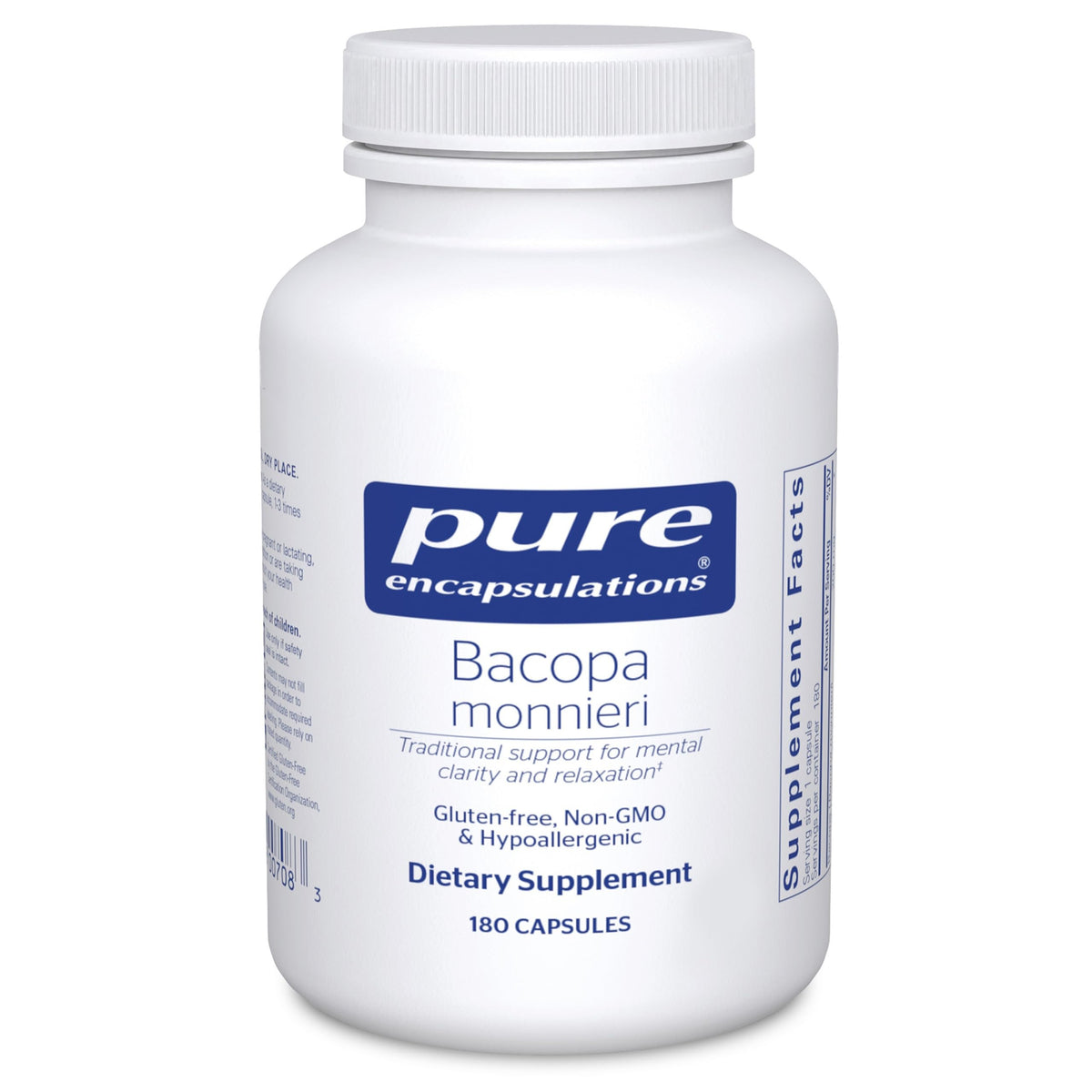 Flacon de Bacopa Monnieri Pure Encapsulations contenant 180 capsules