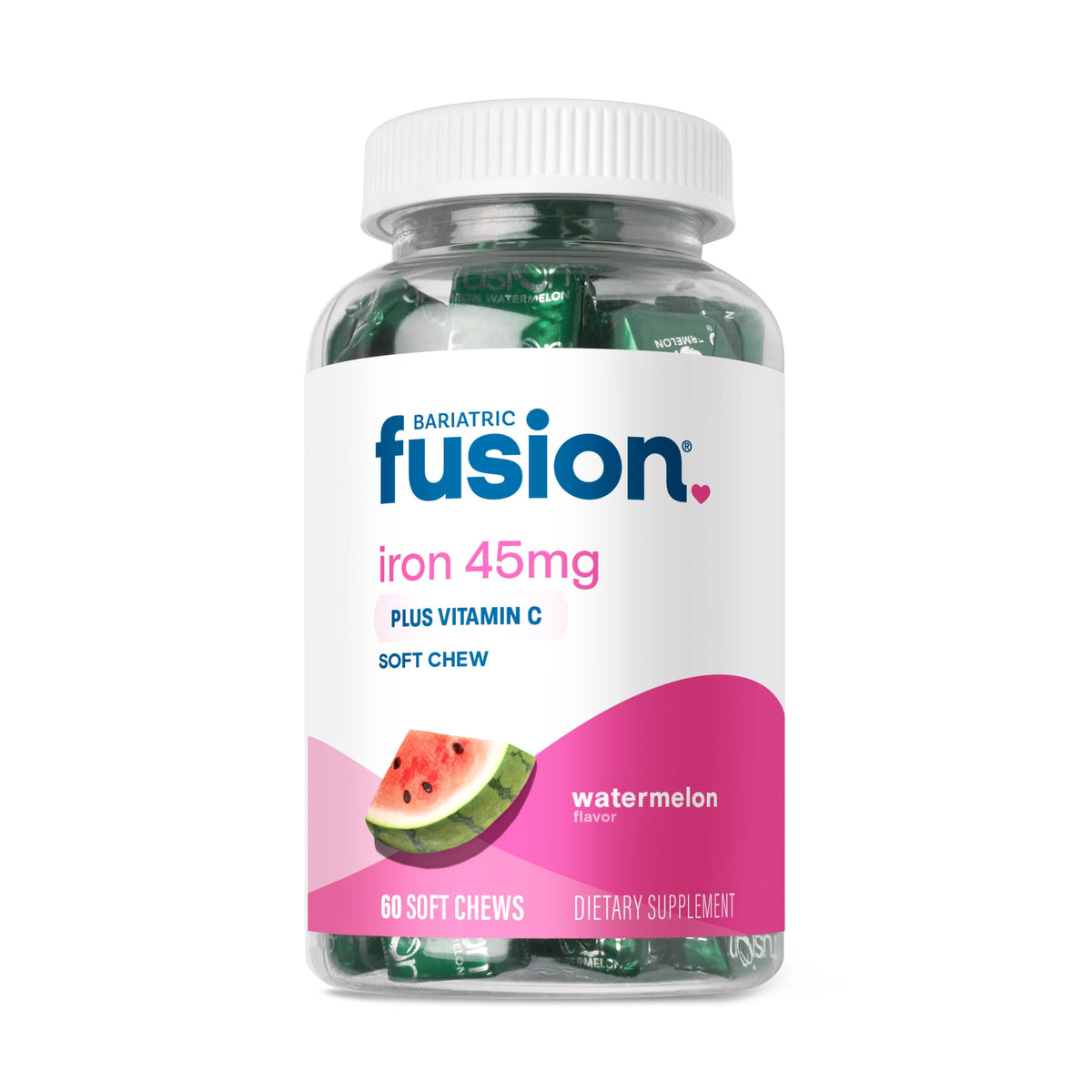 Flacon de Bariatric Fusion Complément de Fer à Mâcher Saveur Pastèque