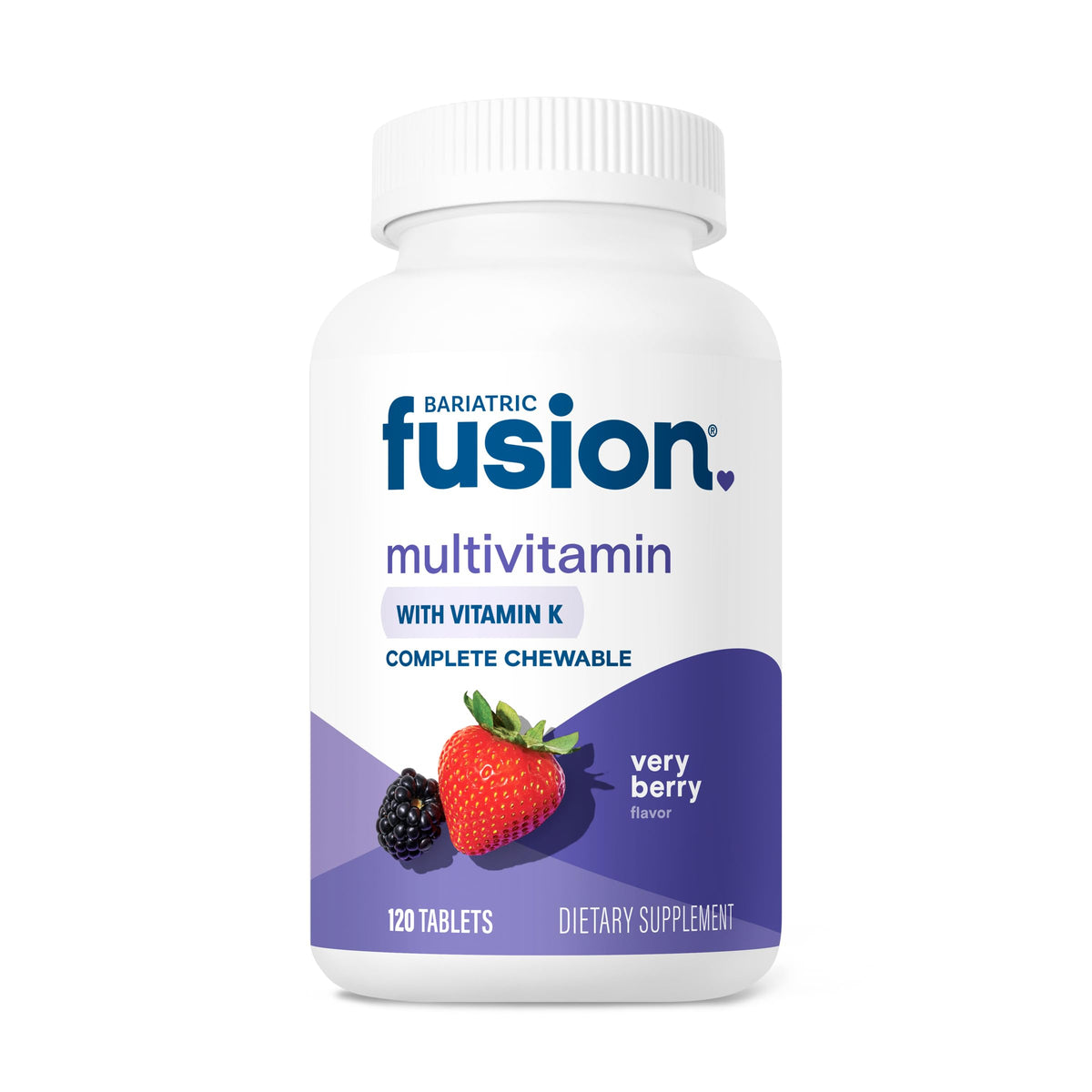 Flacon de Bariatric Fusion Multivitamine Mâchable Très Baies 120 Comprimés vue de face