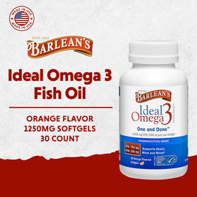Flacon de Barlean's Omega 3 1000mg avec étiquette