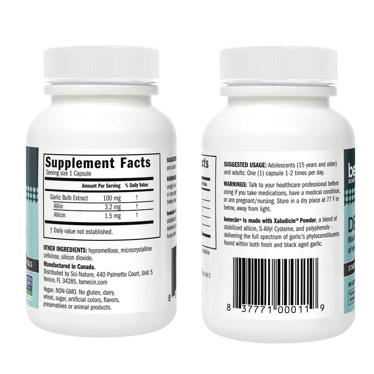 Flacon de Benecin Defense 1500 mcg Allicine Stabilisée avec 90 capsules