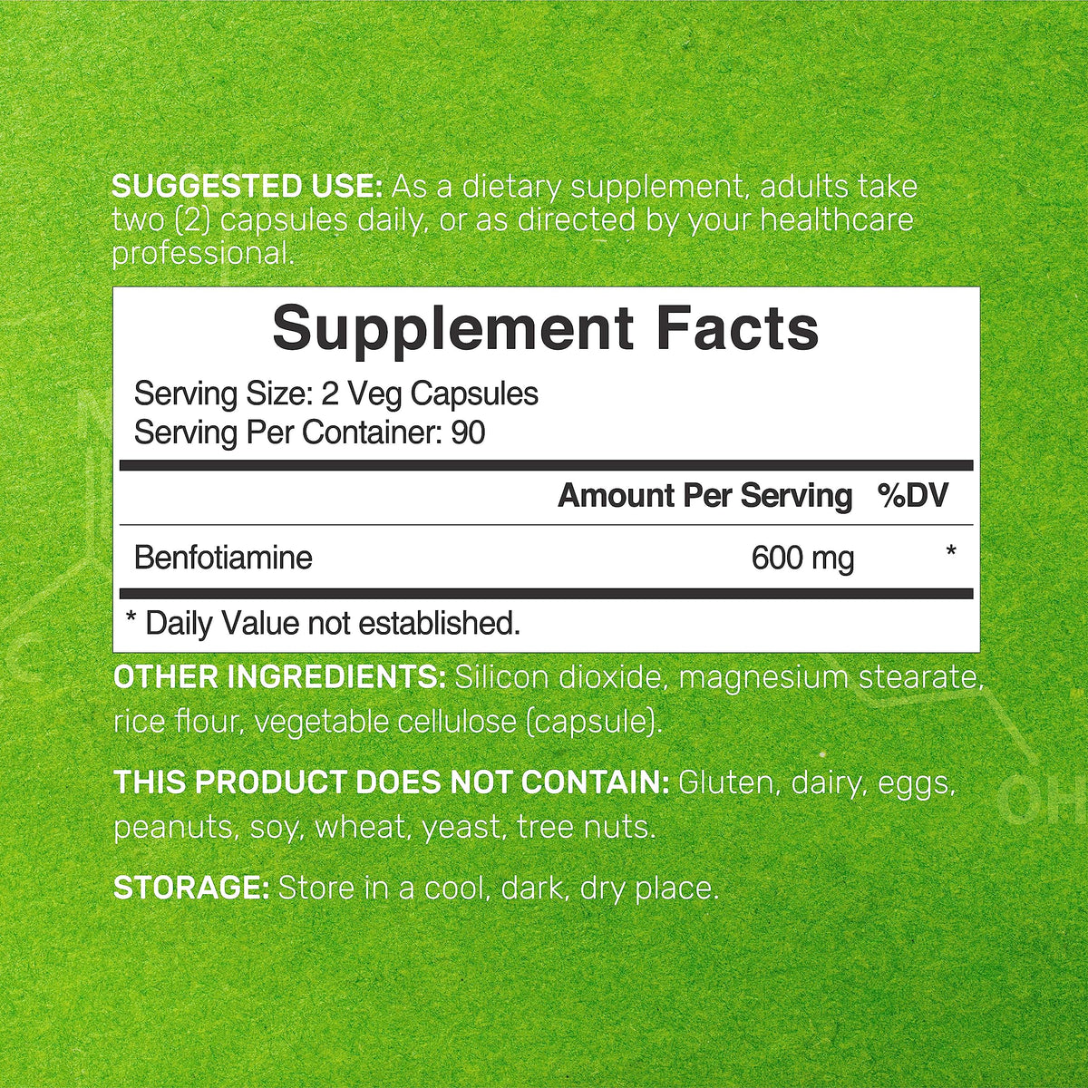 Flacon de Benfotiamine 600mg avec capsules végétales