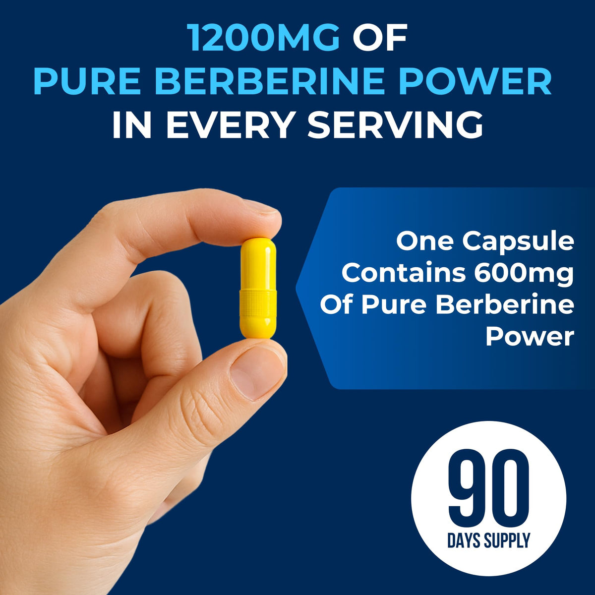 Flacon de Berbérine 1200mg ouvert avec capsules à l'intérieur