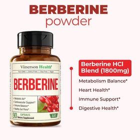 Flacon de Berbérine 1800mg avec capsules ouvertes
