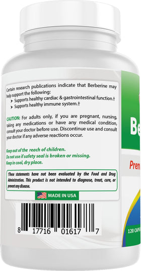 Flacon de Berbérine 500mg Best Naturals avec le couvercle ouvert