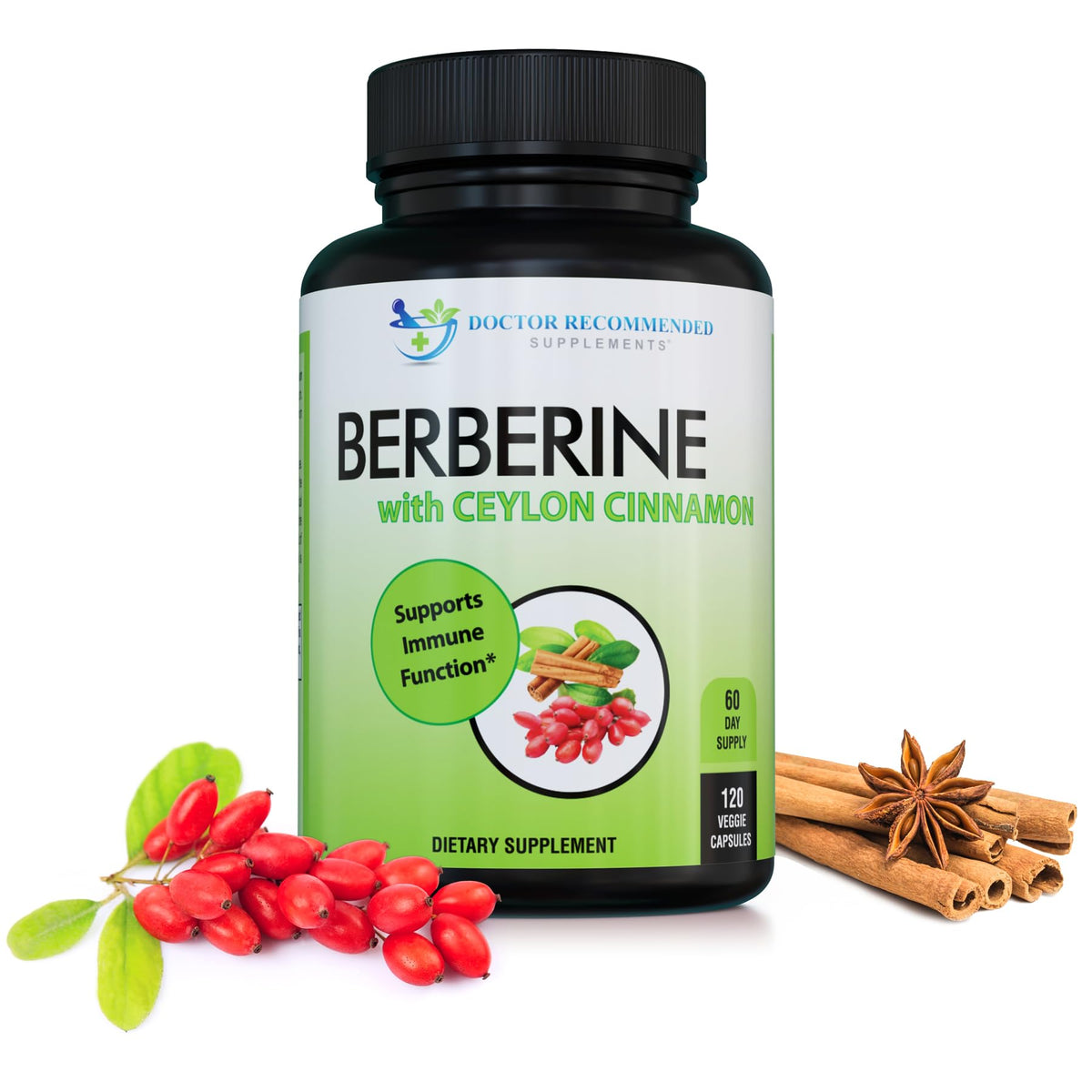 Flacon de Berberine avec Cannelle de Ceylan 1200mg, 120 capsules végétales
