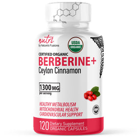 Flacon de Berbérine Nature's Fusions 1300mg avec Cannelle de Ceylan, vue de face