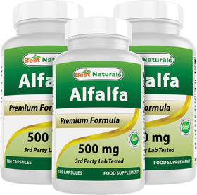 Flacon de Best Naturals Alfalfa 500 mg avec 180 capsules