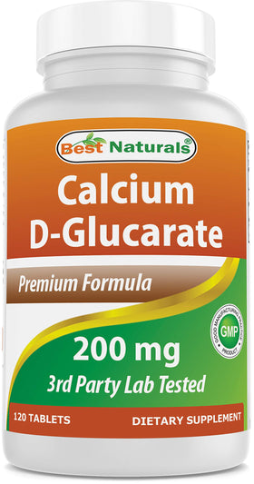 Flacon de Best Naturals Calcium D-Glucarate 200 mg 120 comprimés