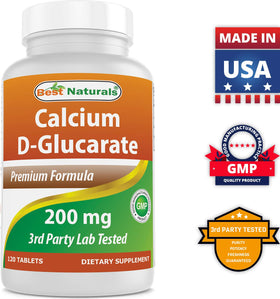 Flacon de Best Naturals Calcium D-Glucarate avec des comprimés à côté