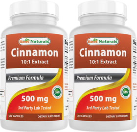 Flacon de Best Naturals contenant 250 capsules de cannelle 500 mg