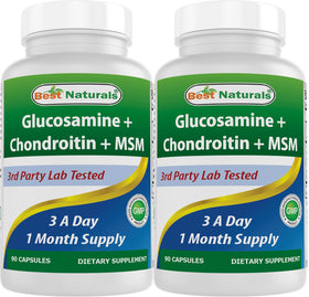 Flacon de Best Naturals Glucosamine Chondroïtine MSM 2600 mg vue de face