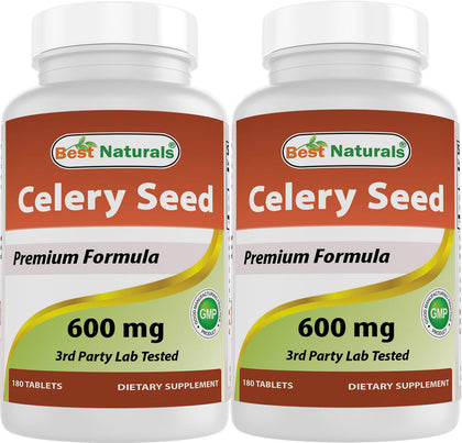 Flacon de Best Naturals Graines de Céleri 600 mg avec 180 comprimés