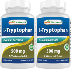 Flacon de Best Naturals L-Tryptophan 500 mg avec 120 capsules