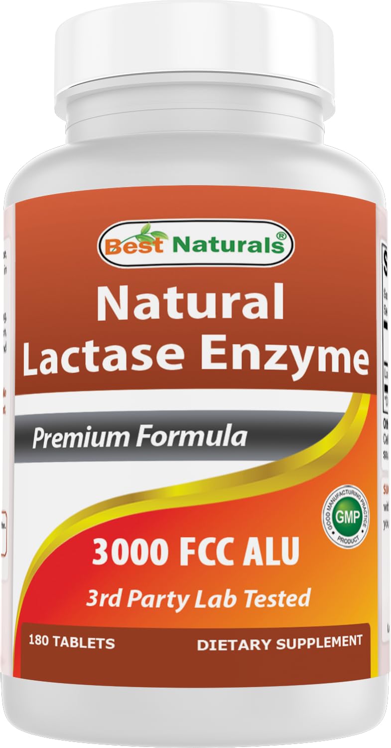 Flacon de Best Naturals Lactase 180 comprimés vue de face