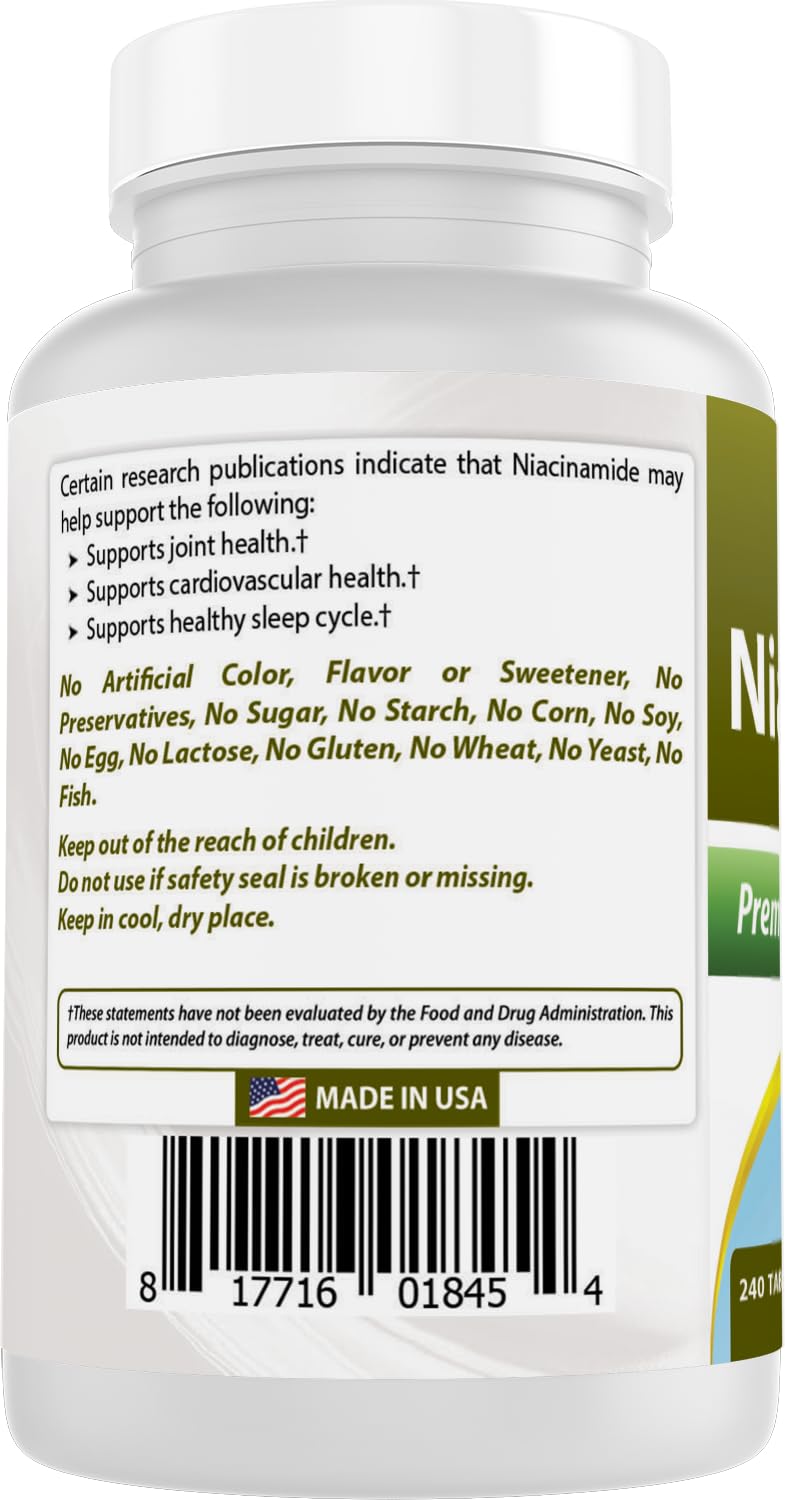 Flacon de Best Naturals Niacinamide 500mg sur une table