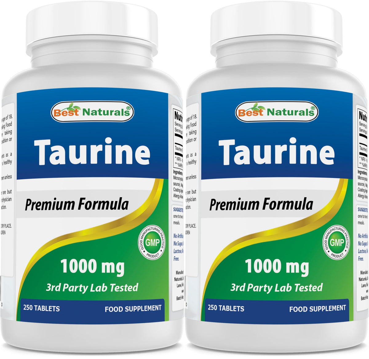 Flacon de Best Naturals Taurine 1000 mg avec 250 comprimés