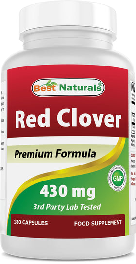 Flacon de Best Naturals Trèfle Rouge 430 mg avec 180 capsules