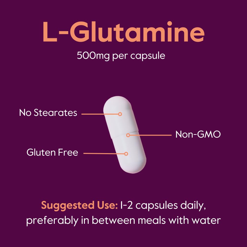 Flacon de BESTVITE L-Glutamine 500mg sur un fond blanc