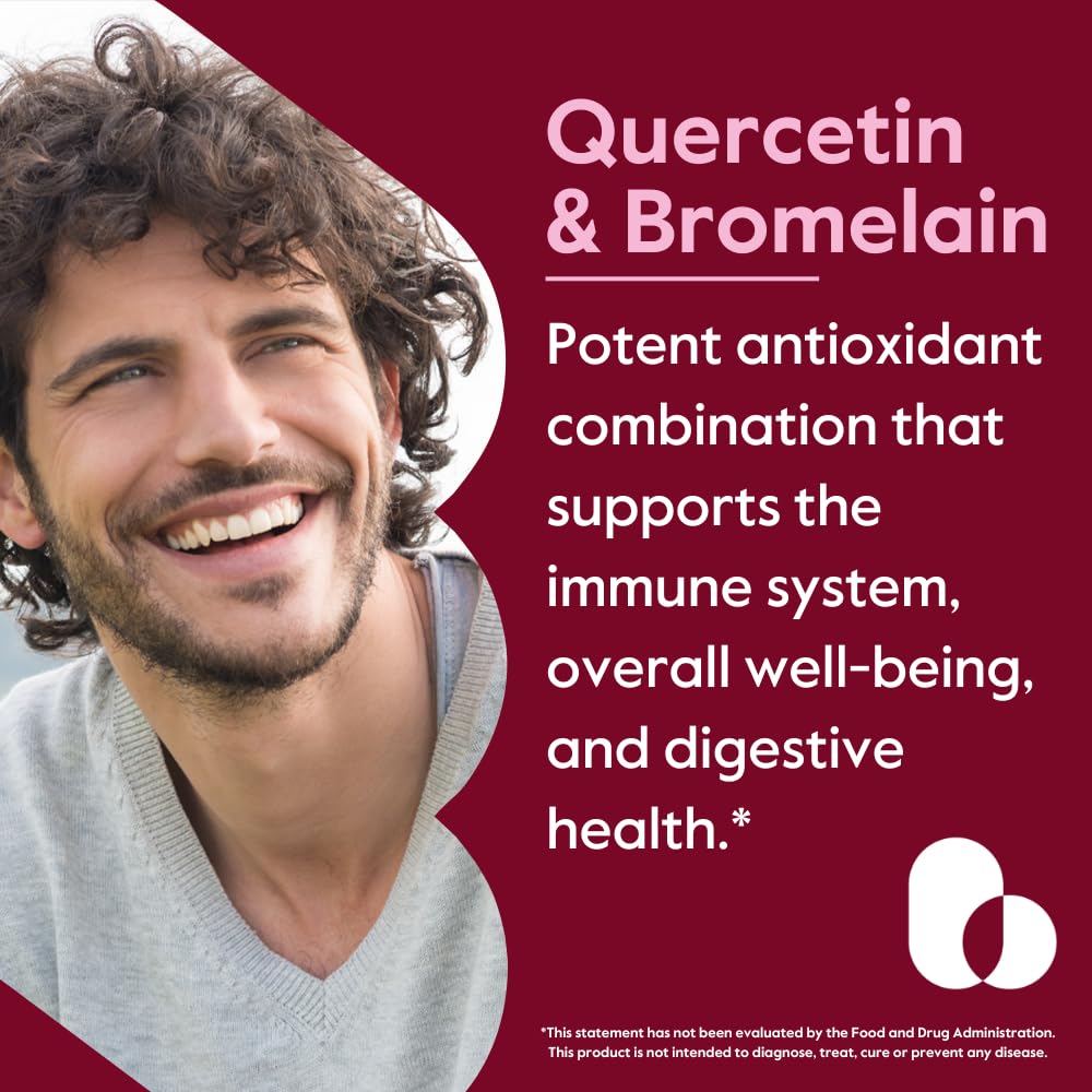 Flacon de BESTVITE Quercétine et Bromélaïne 500mg avec étiquette